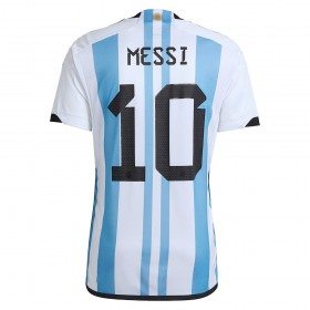 Argentina 3 Star MESSI 10 Fotbollströjor Barn Hemma tröja World Cup 2022 Kortärmad
